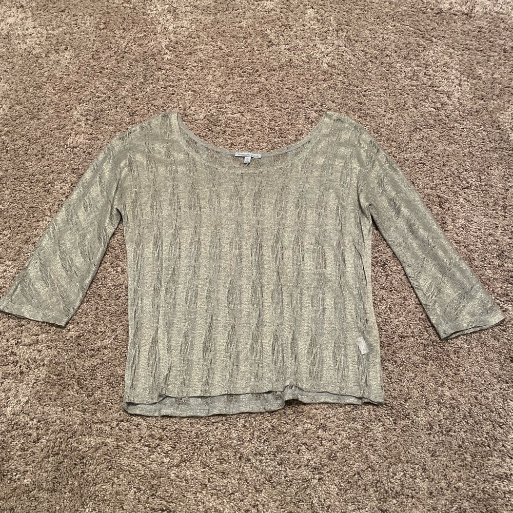Green & Gold Shimmer Charlotte Russe 3/4 Length Sleeve Top ✨